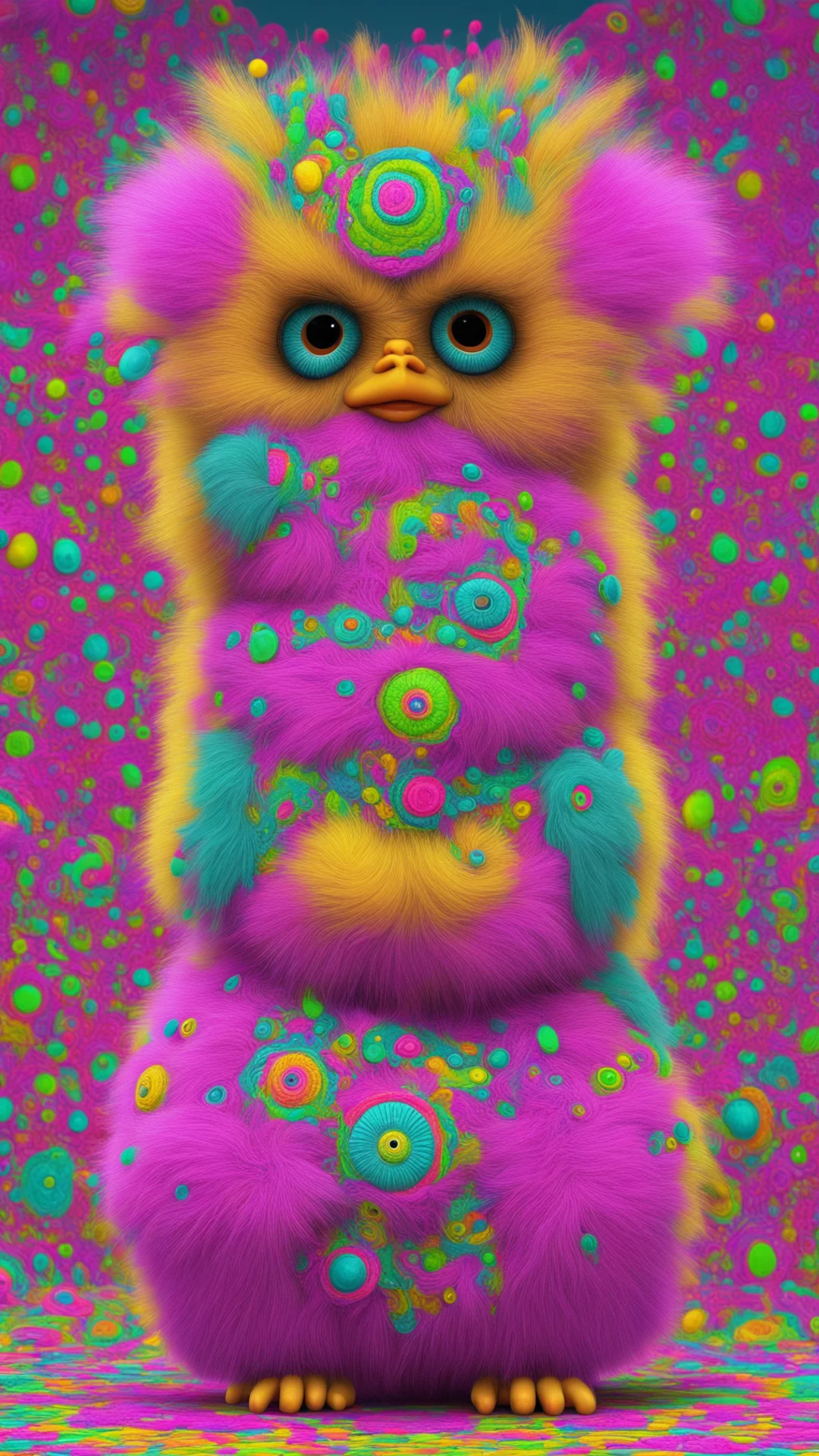 aimati klarwein r crumb furby octane render pastel environment tie the fractal furby aspect 916 confident engaging wow artstation art 3 tall