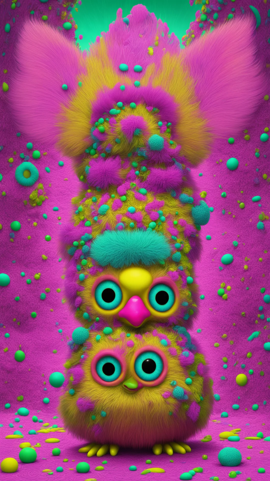 aimati klarwein r crumb furby octane render pastel environment tie the fractal furby aspect 916 good looking trending fantastic 1 tall