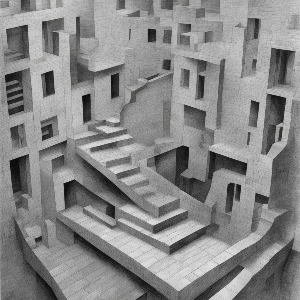 aimc escher style stairs  confident engaging wow artstation art 3