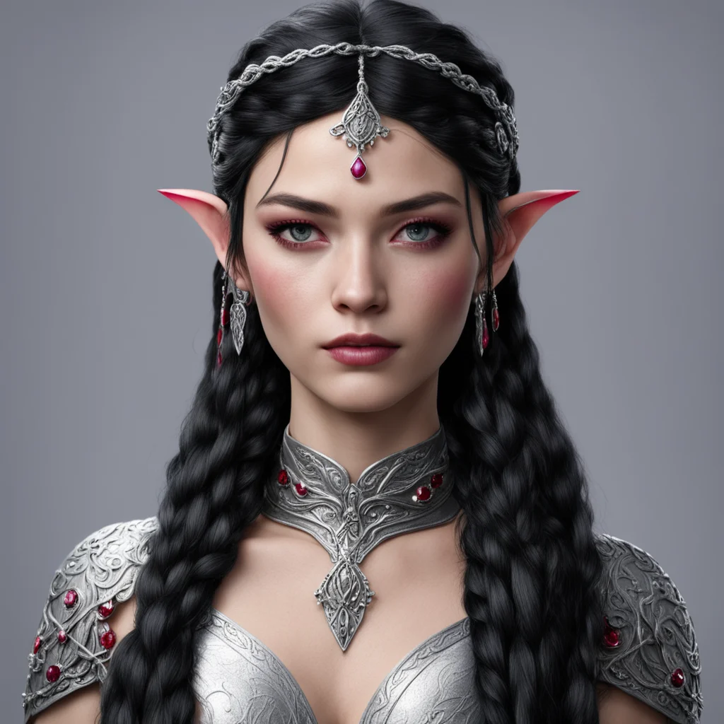 melian the maia with black hair with braids wearing silver elven circlet with diamonds and rubies confident engaging wow artstation art 3