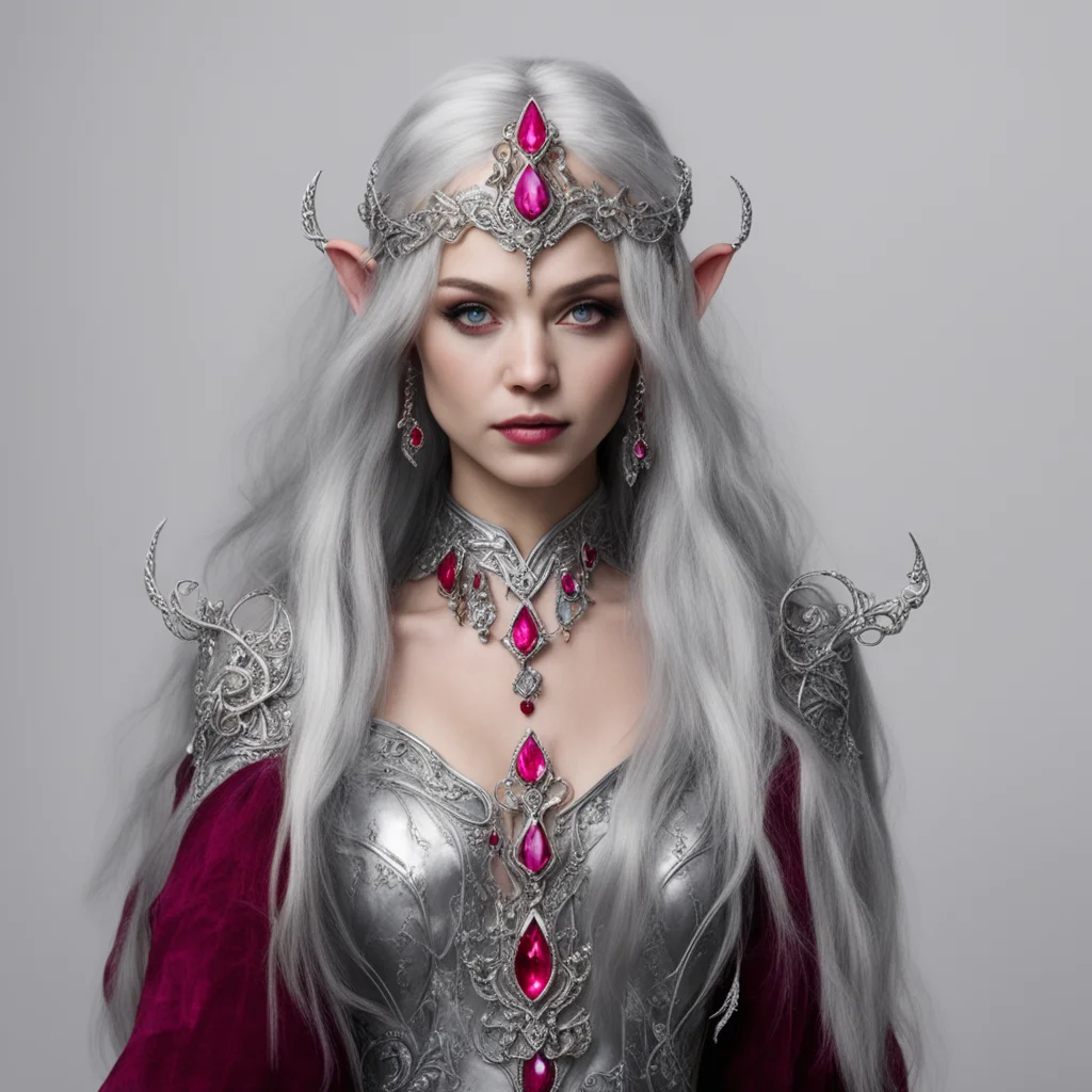 melina the maia wearing silver elven hair forks with diamonds and rubies