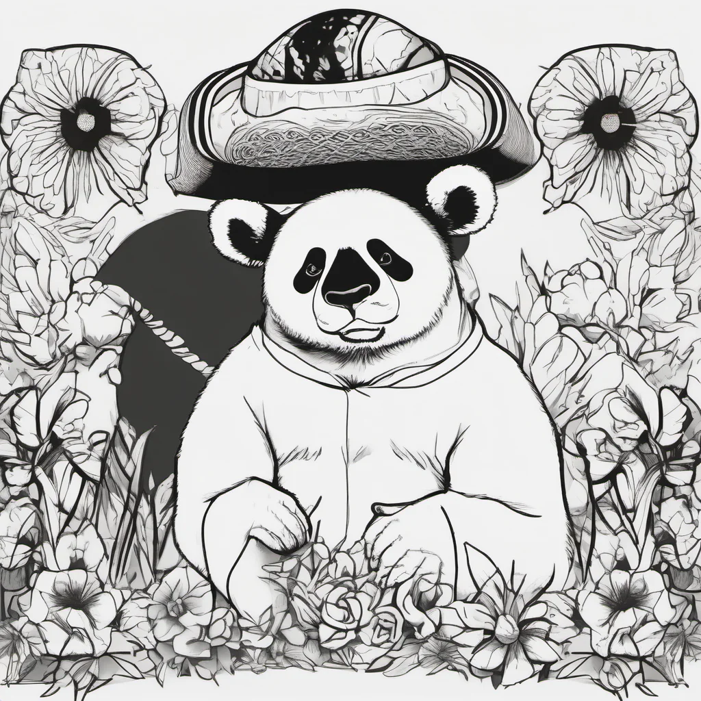 aimexican panda bear line art good looking trending fantastic 1