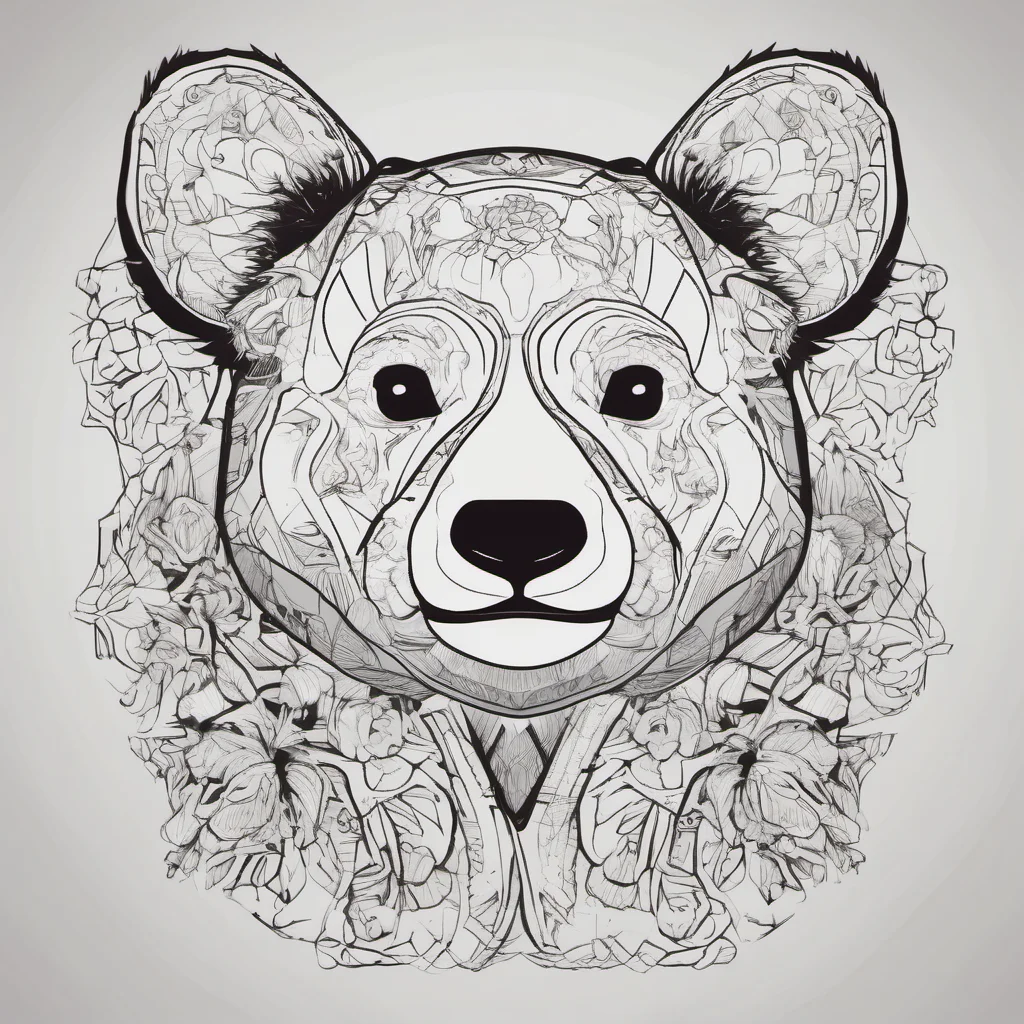 aimexican panda bear line art