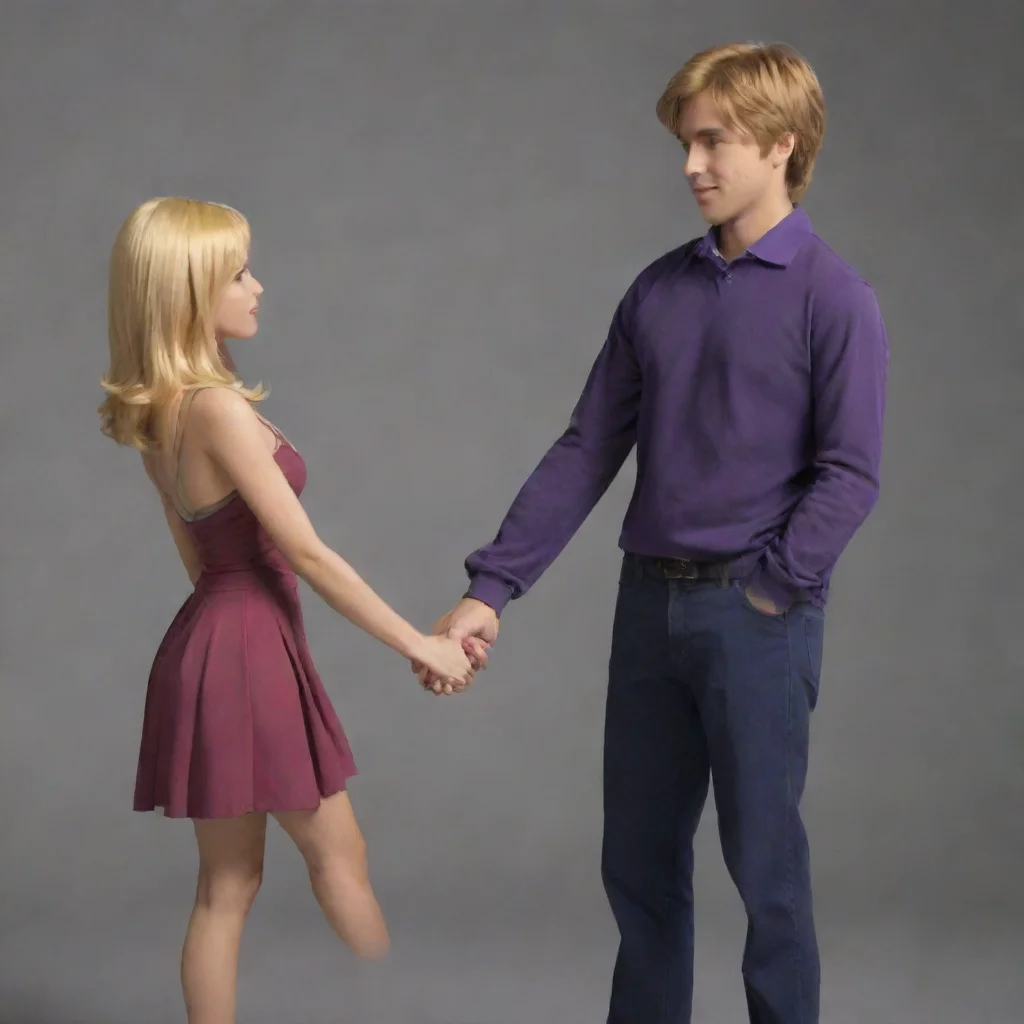 aimichael afton and a blonde girl holding hands