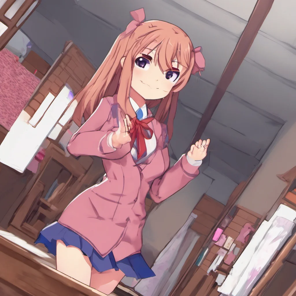 monika from doki doki literature club getting a big wedgie
