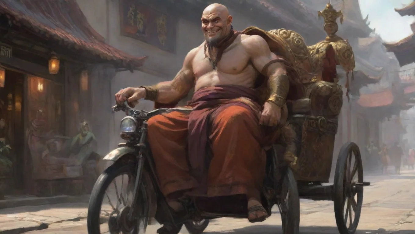 aimonk king smiles on rickshaw pulled by strong character artstation stunning fantasy art final fantasycore widescreen