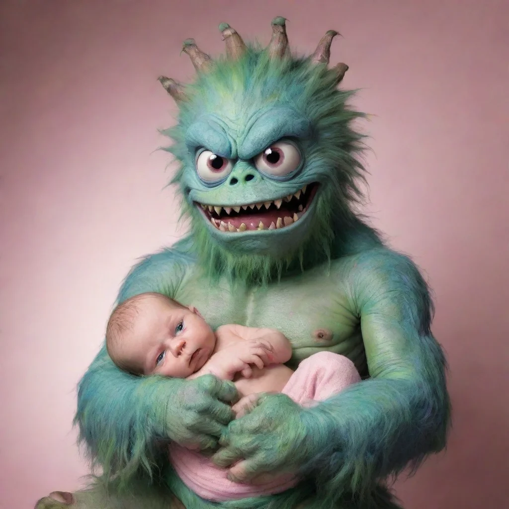 aimonster holding newborn baby