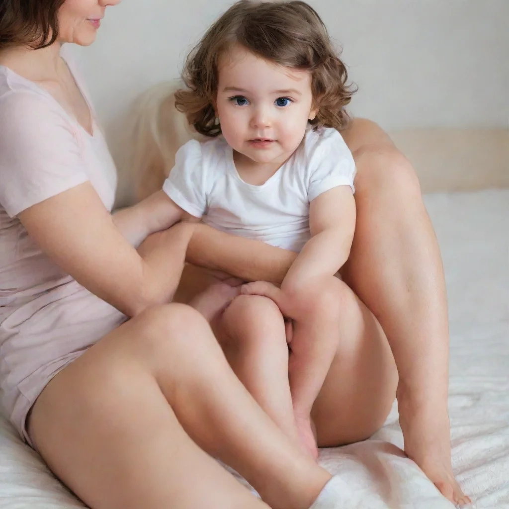mother touching young daughter between the legs