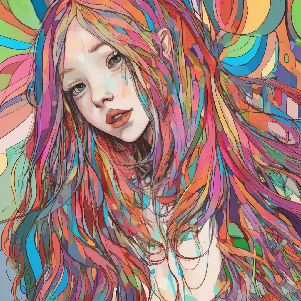 multicolored long hair girl good looking trending fantastic 1