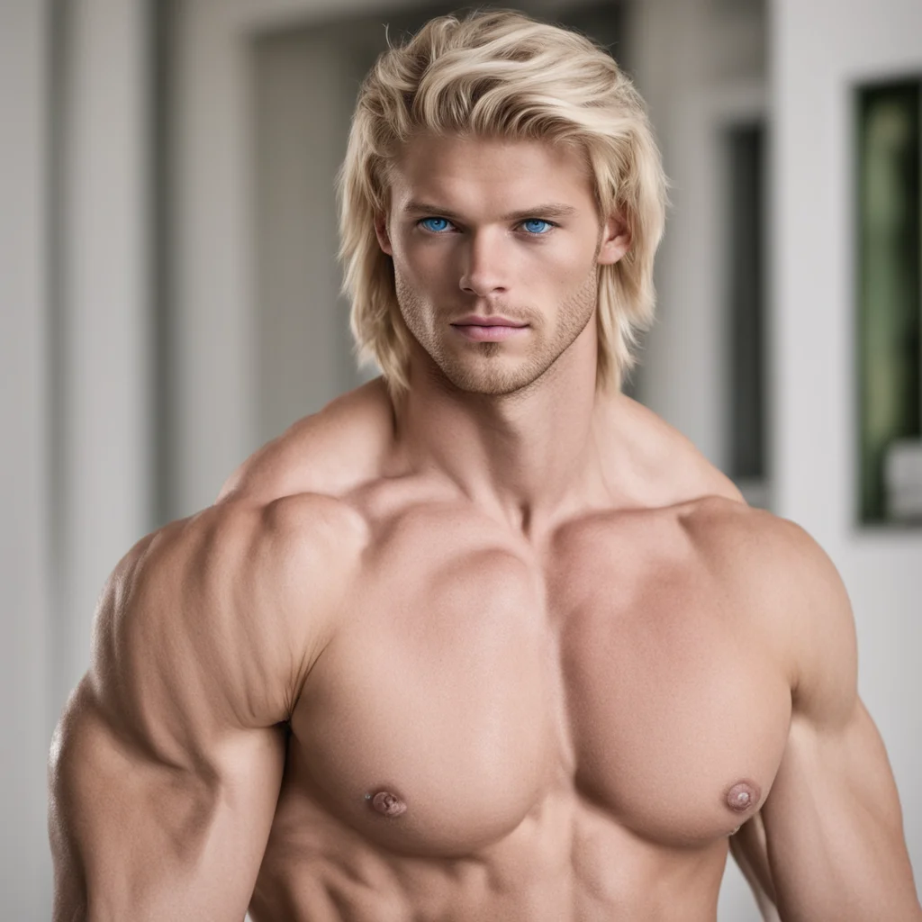 muscle young guy blonde hair blue eyes