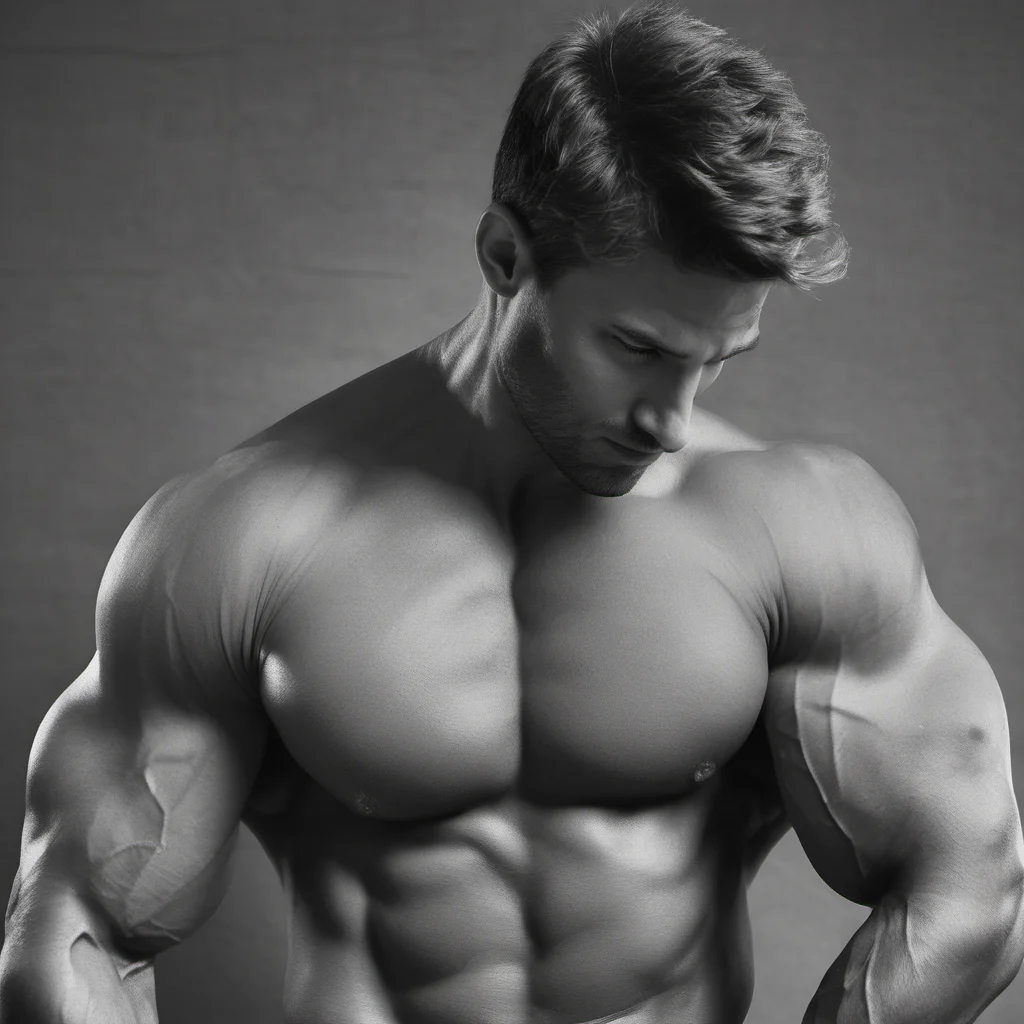 aimuscular man with pecs sticking out of shirt confident engaging wow artstation art 3