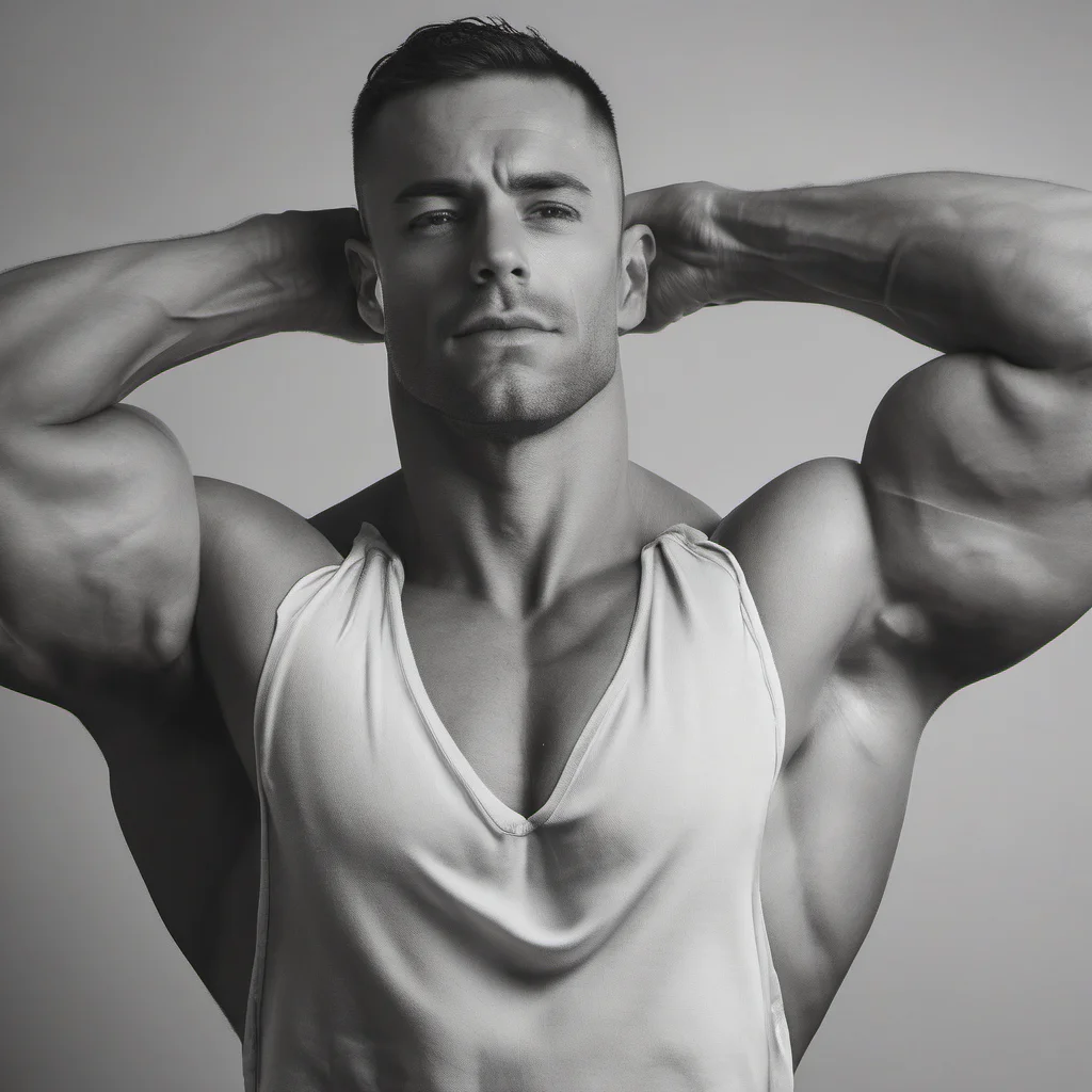 aimuscular man with pecs sticking out of shirt