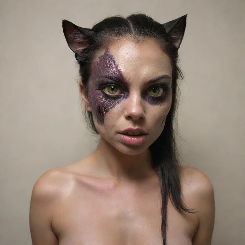 mutated half cat half woman