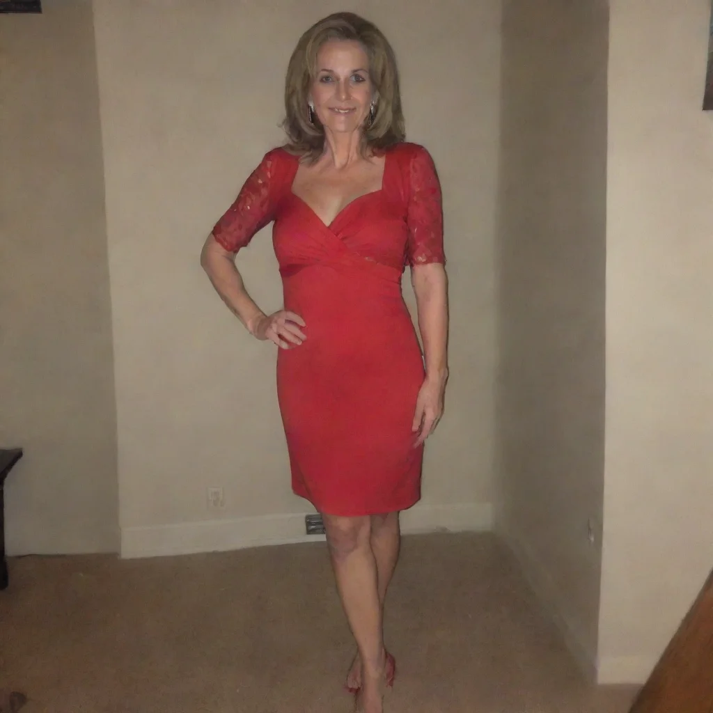 aimy mom in a red dress at night ready to date me