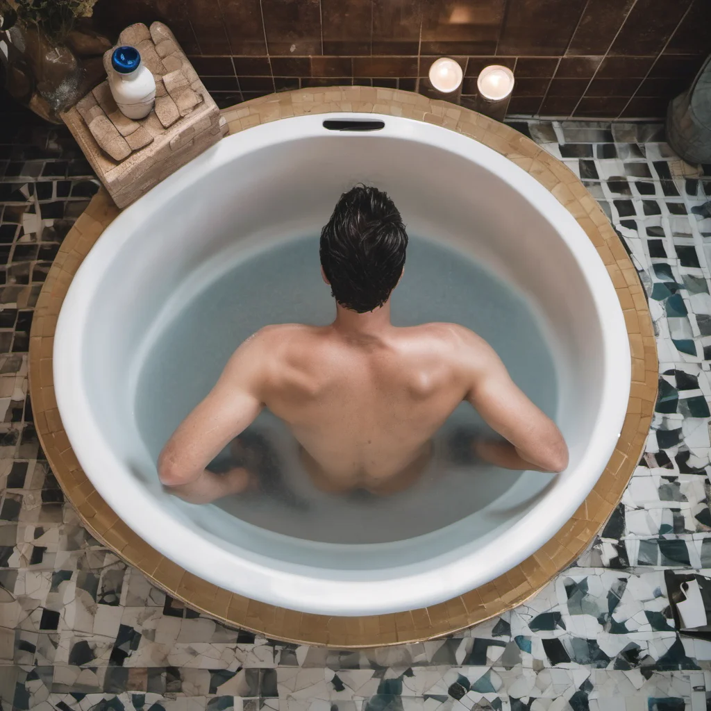nakend man in bath from above confident engaging wow artstation art 3