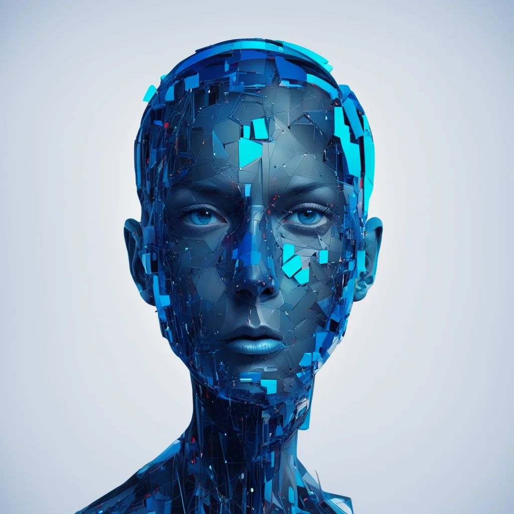 ainarrator face image 2d ai abstract blue confident engaging wow artstation art 3
