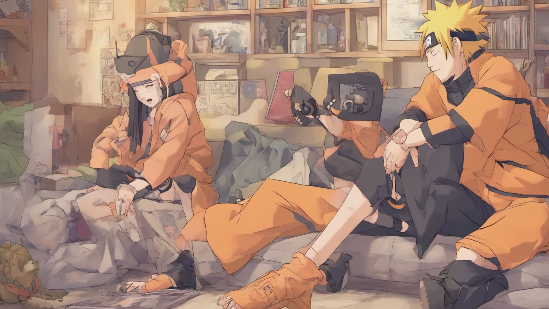 ainaruto an hinata playing playstation  wide