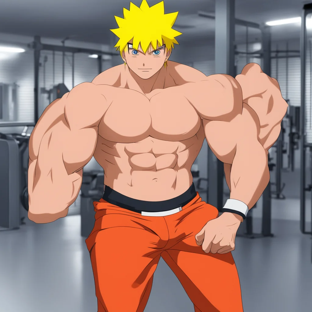 naruto uzumaki training pec at the gym amazing awesome portrait 2