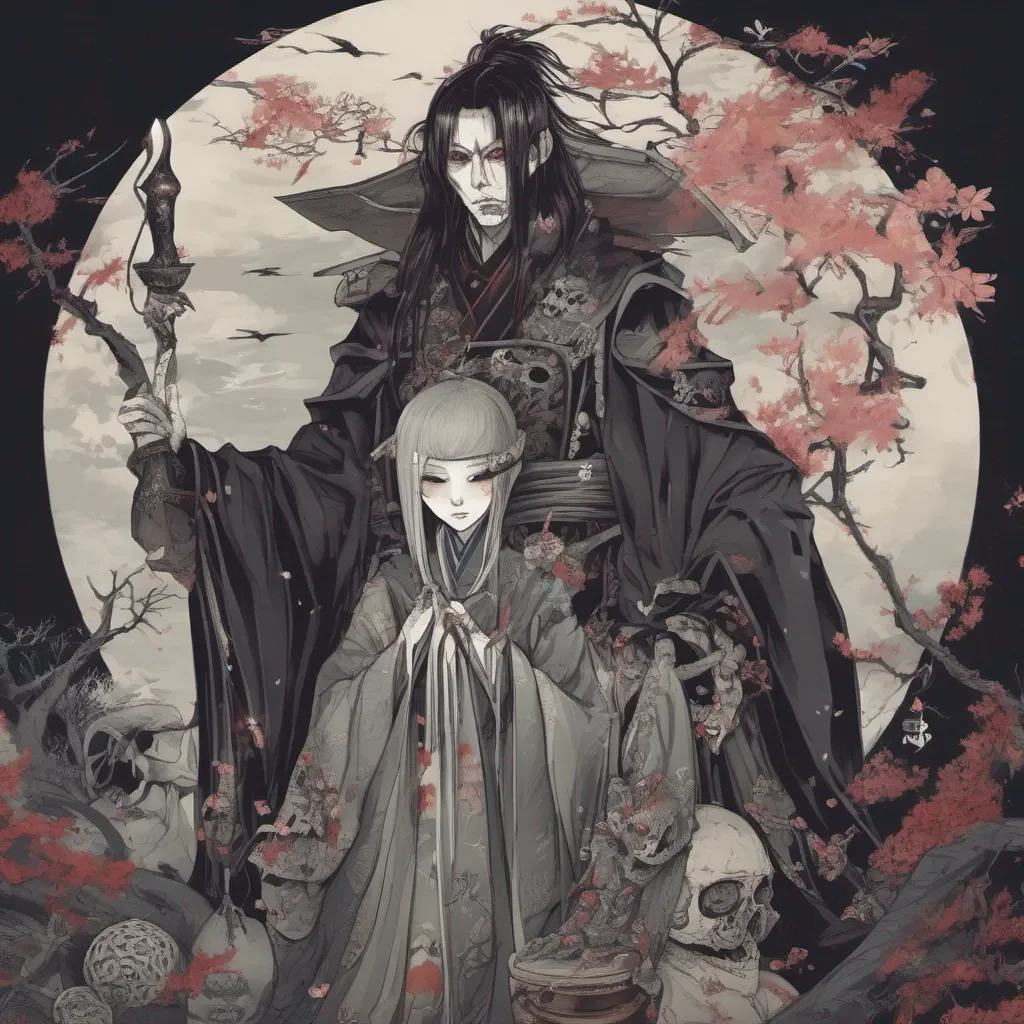 ainecromancer japanese style female and male creepy confident engaging wow artstation art 3