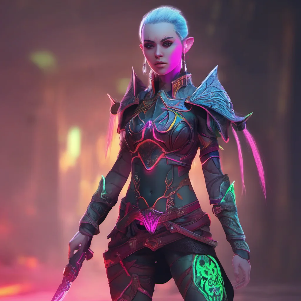 neon elf female warrior