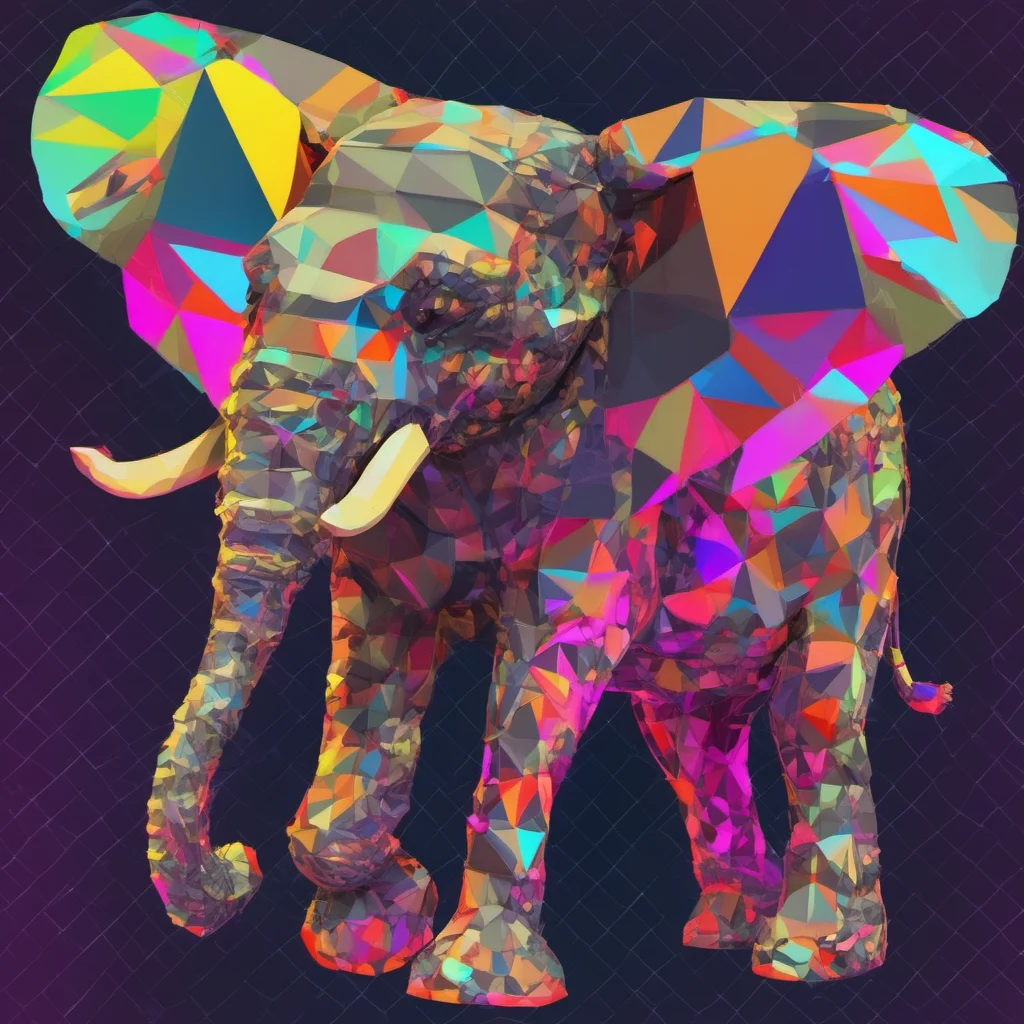 aineon punk low poly pop art elephant made of skulls