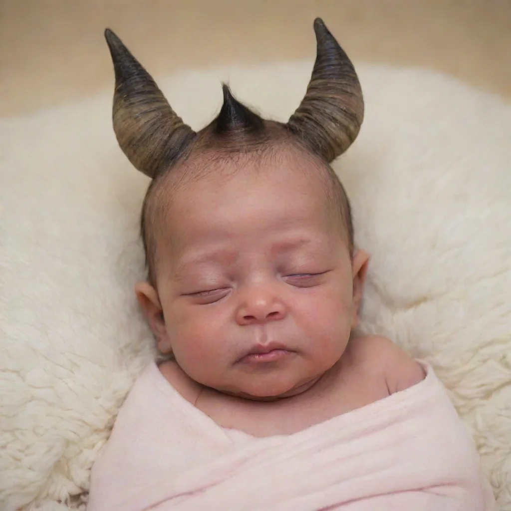 ainewborn baby bieng born with horns on its head