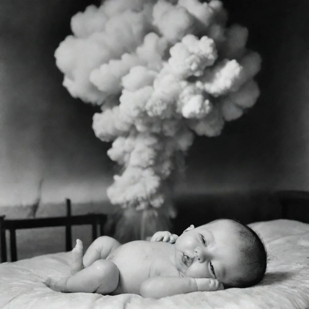 ainewborn baby getting hit by a atomic bomb