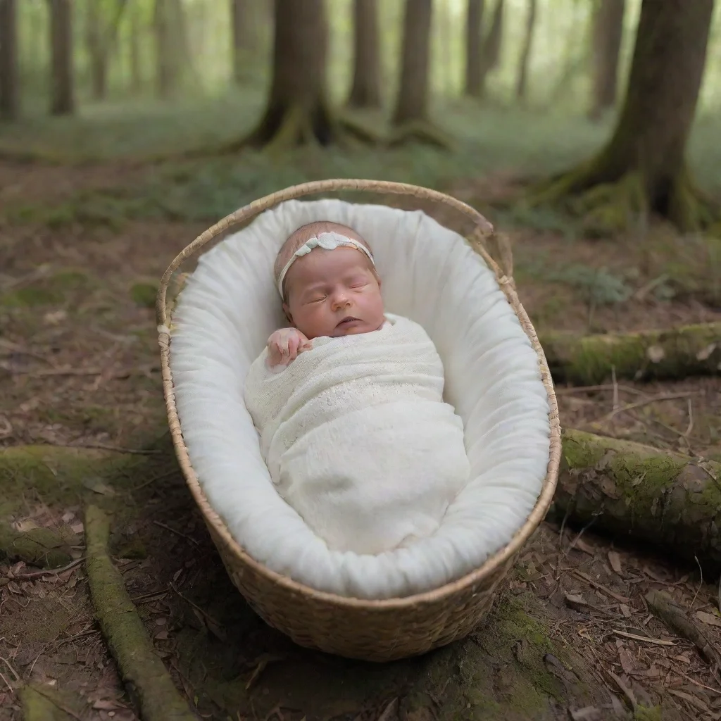 ainewborn baby in a moses basket left in the woods