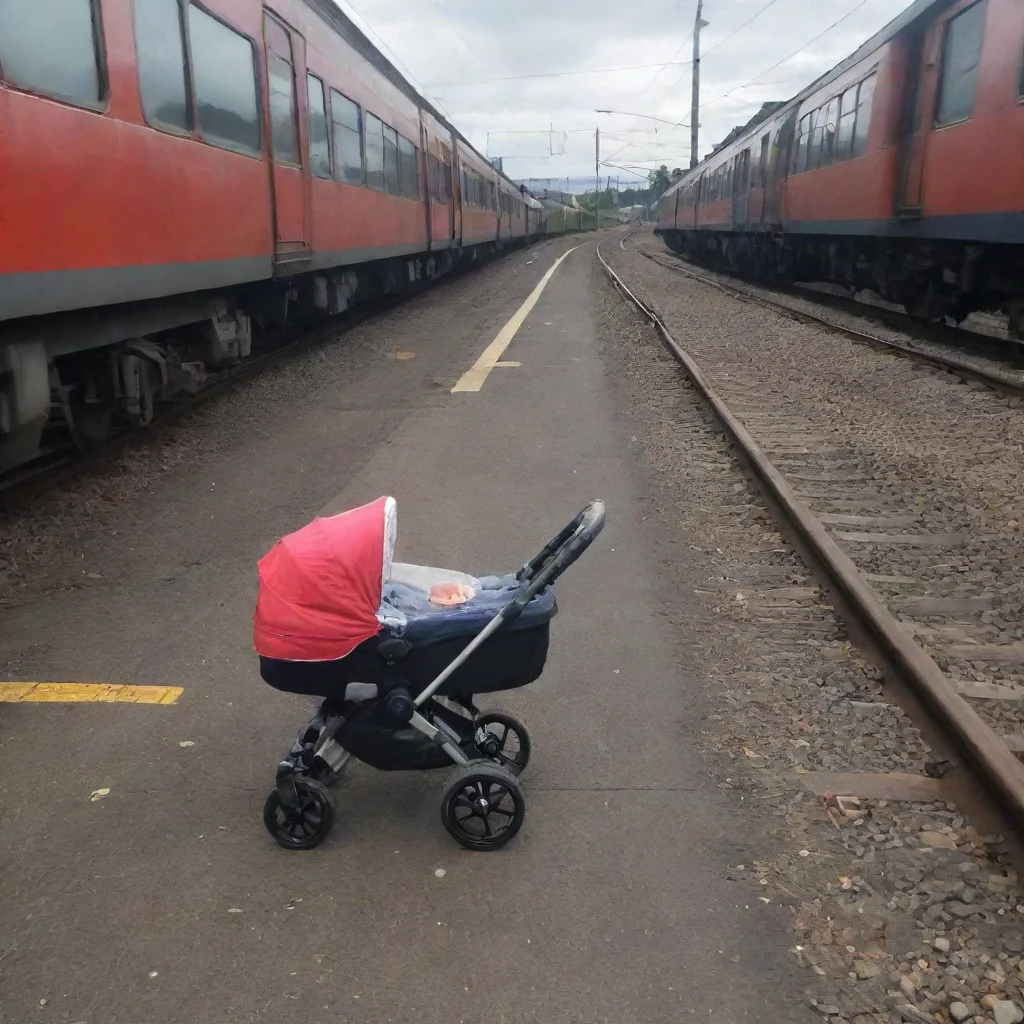 ainewborn baby in a pram hit by a train