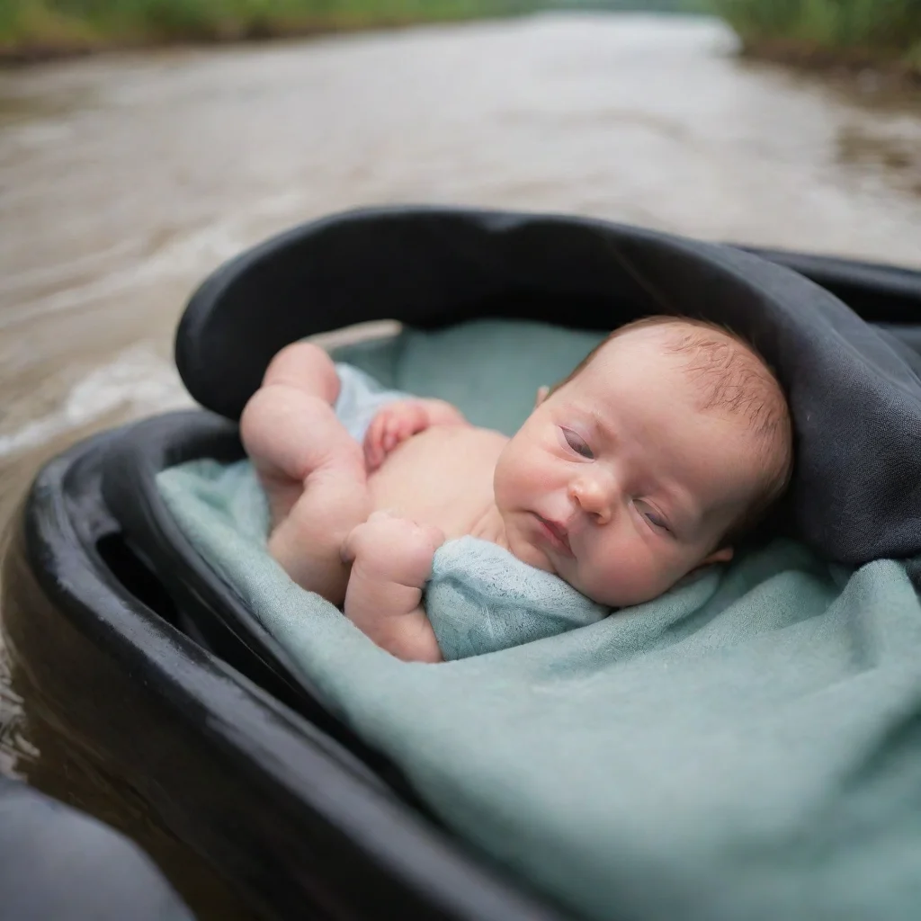 ainewborn baby in car in a river