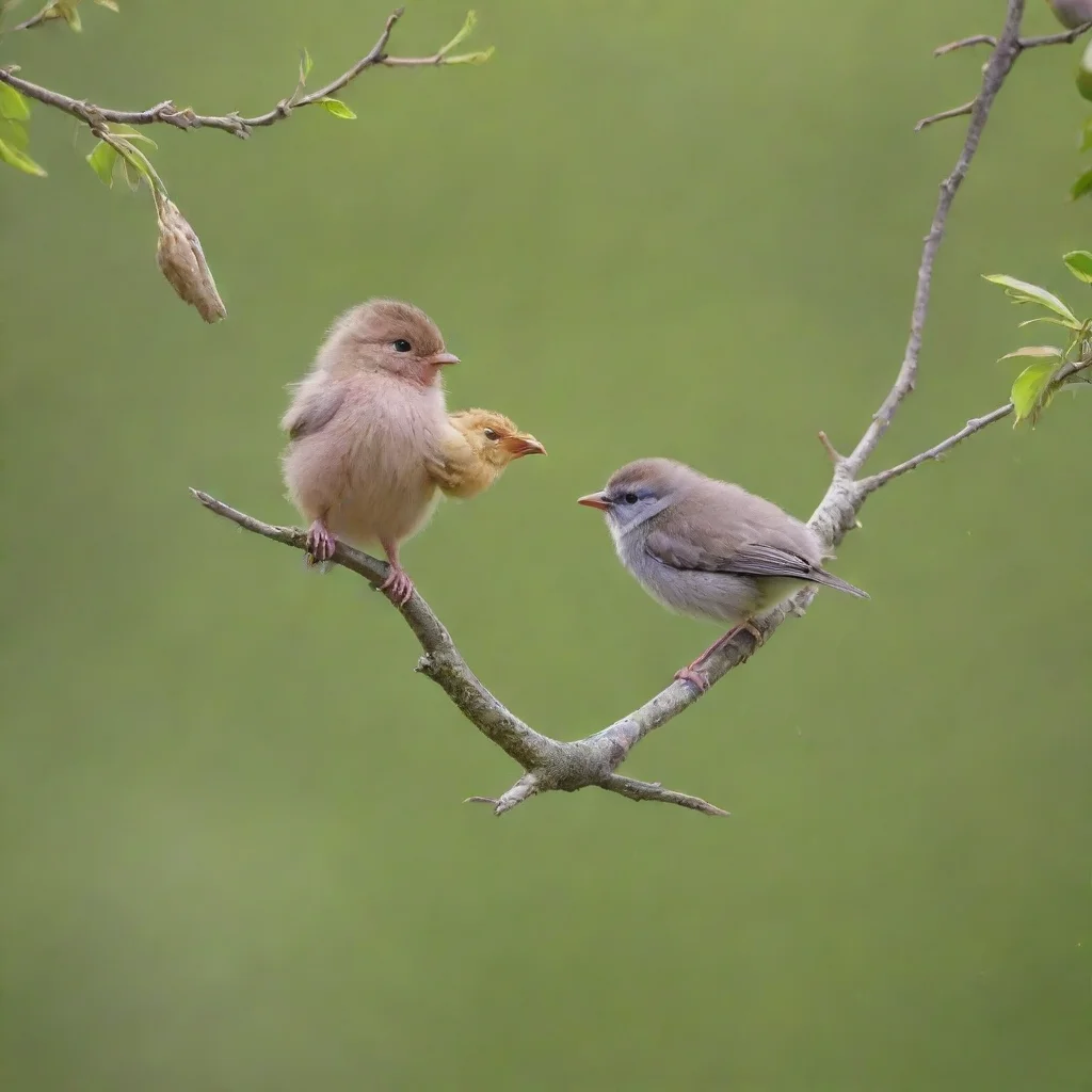 ainewborn baby on a tree branch while a bird pecks at it