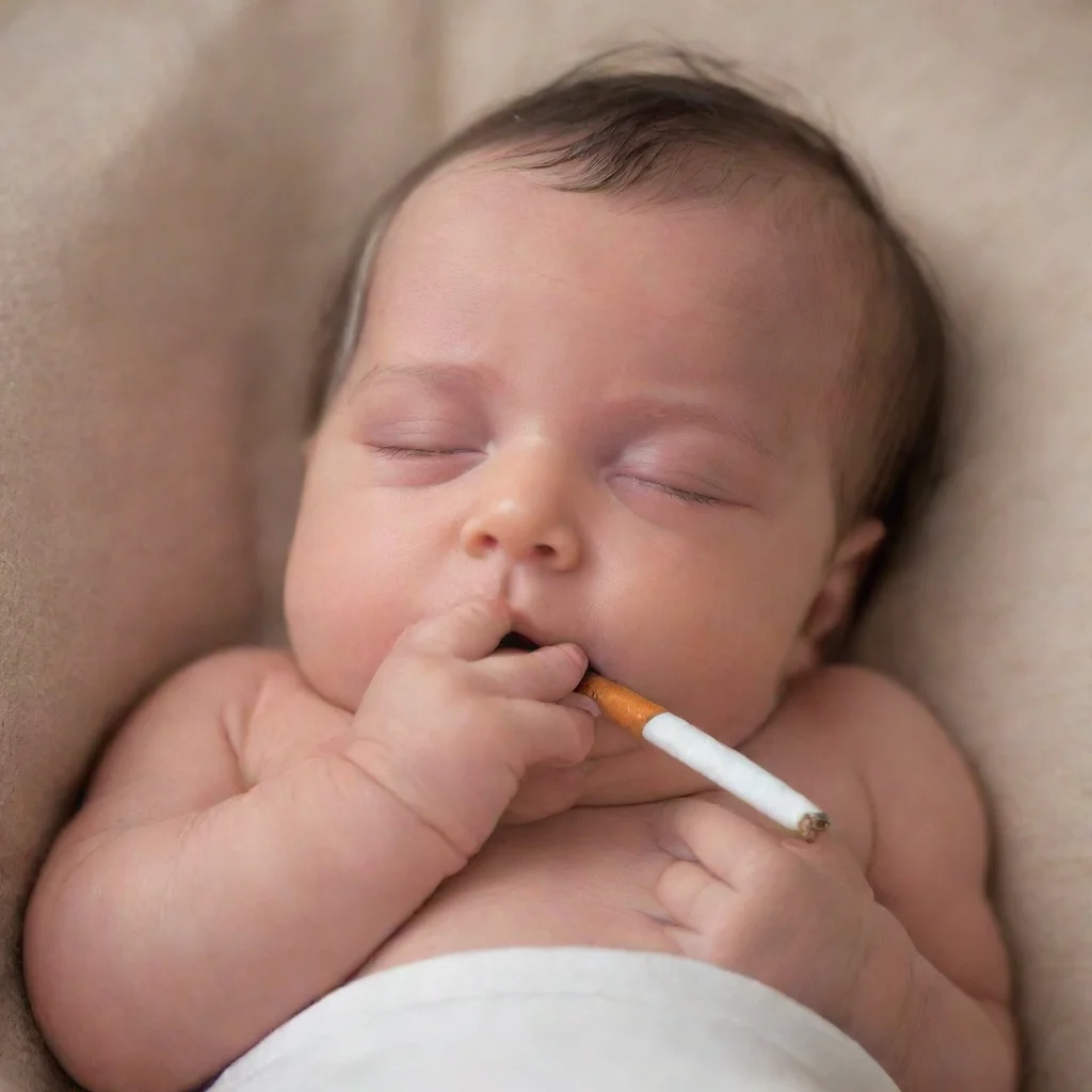 newborn baby smoking a cigarette