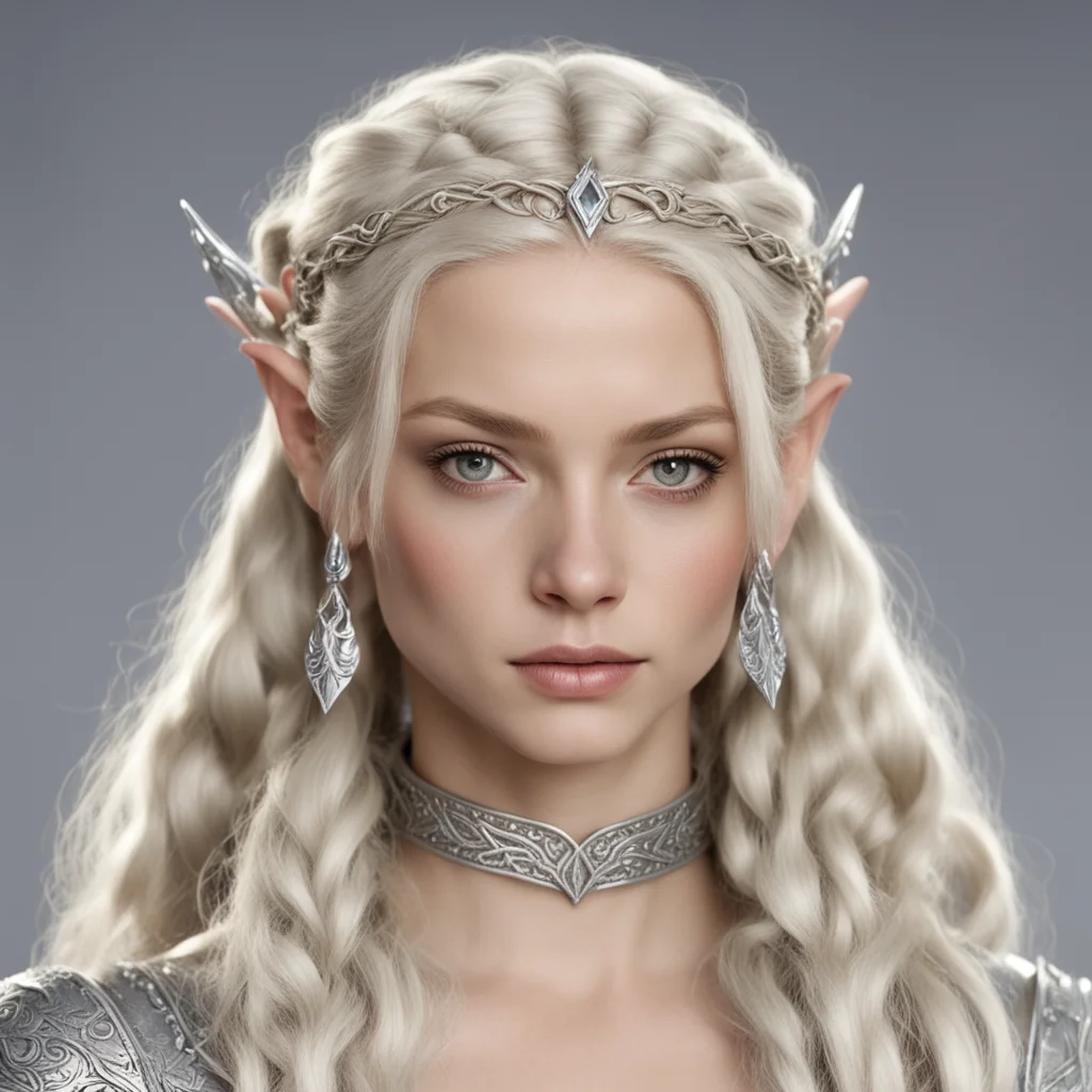 nimrodel with blond hair with braids wearing silver wood elf circlet with diamonds amazing awesome portrait 2