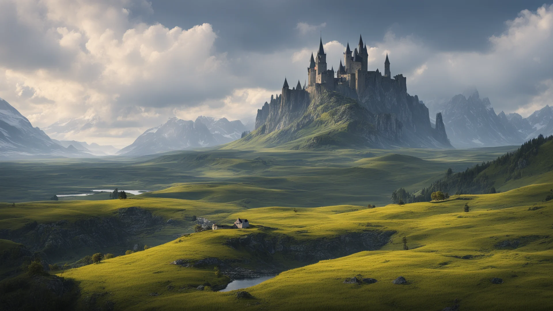 northern landscape and lonely castle  wide
