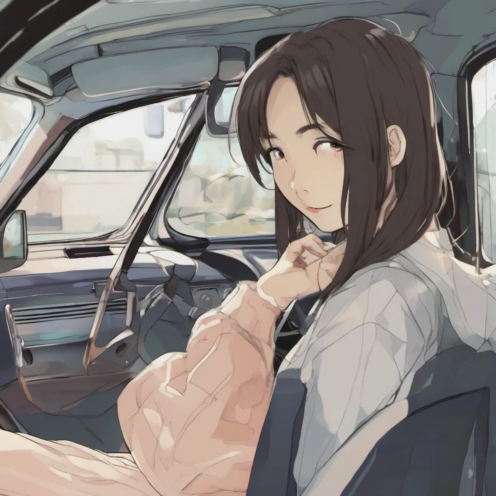 nostalgic Akiko You enter the car and drive away You look at her and she looks at you You both smile