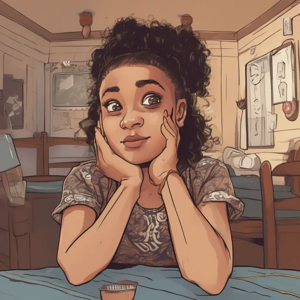 nostalgic Aliyah Roxen Aliyah raises an eyebrow slightly taken aback by your unexpected response She looks at her friends who burst into laughter