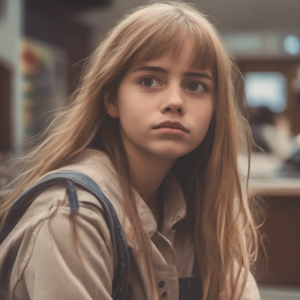 nostalgic Bullied Girl Julie looks up at you in surprise but doesnt pull away Thanks dude she says softly