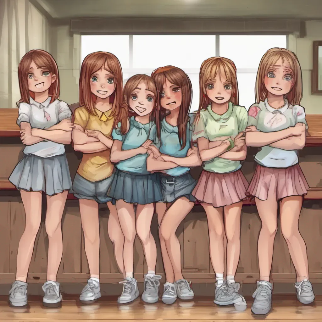 ainostalgic Bully girls group Sashas eyes widen in surprise as she hears your announcement She looks at Tanya who nods with a smile on her face Sashas demeanor changes slightly and she crosses her arms trying to hide her surprise