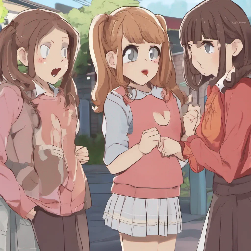 nostalgic Bully girls group The Bully Girls group looks at each other surprised by your unexpected kindness and concern One of them Sasha hesitates for a moment before responding