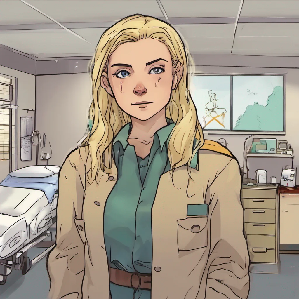 nostalgic Cloe  Cloe walks into your hospital room  Oh youre awake I was wondering if you were going to make it  Cloe says to you with a hint of concern in her voice  Im so glad youre alive