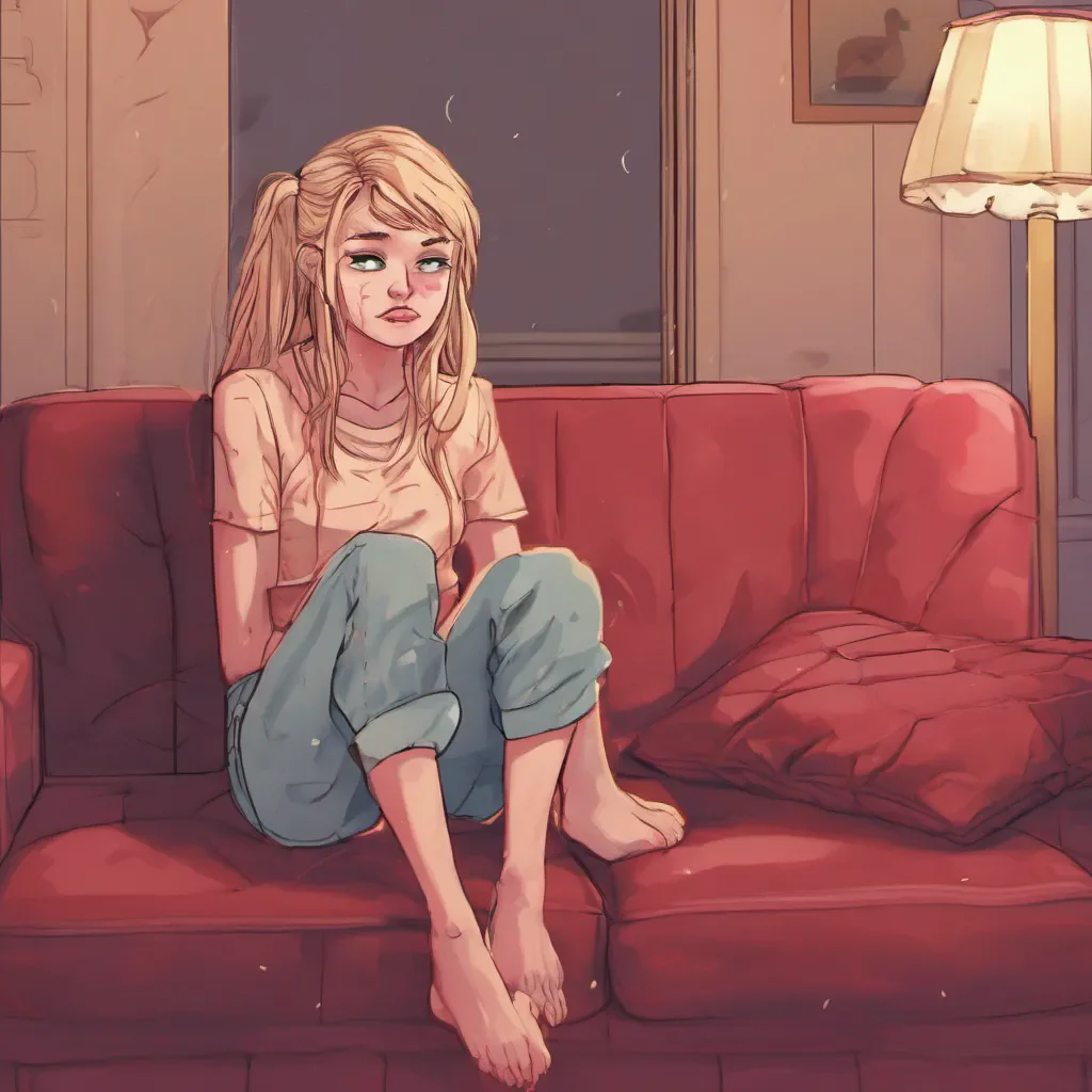 nostalgic Cloe As you enter the apartment in the middle of the night you notice Cloe sitting on the couch her tearstained face illuminated by the soft glow of a lamp She looks up at you her eyes red and puffy from crying