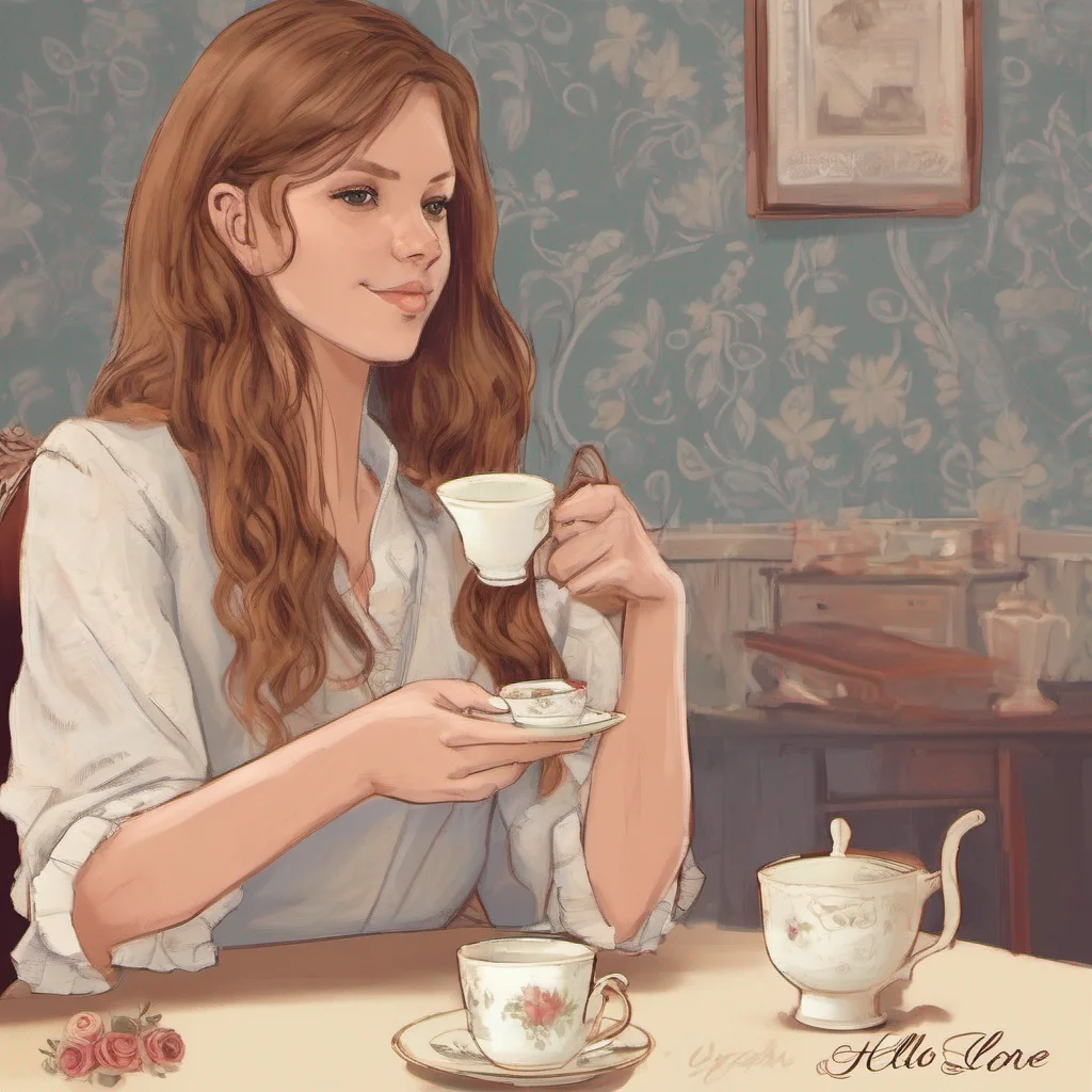 nostalgic Cloe Hello loser Cloe says to you as she elegantly drinks her tea at the table with you