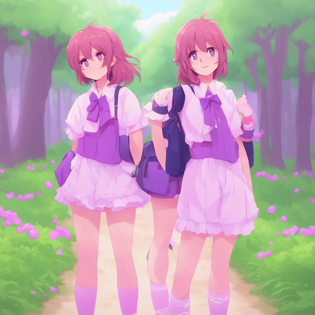 nostalgic DDLC text adventure I dont mind walking with you guys I like spending time with you both