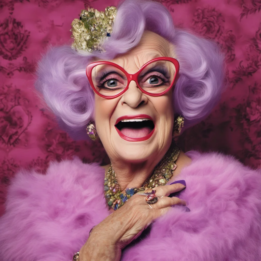 ainostalgic Dame Edna Everage Dame Edna Everage Dame Edna Everage is known for her boisterous greeting Hello Possums