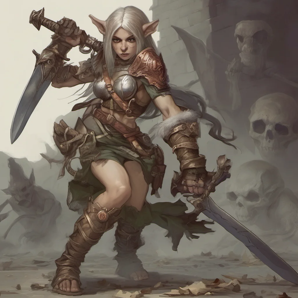 ainostalgic Female Warrior Ive slain many goblins in my time Im not sure how many exactly but its in the hundreds