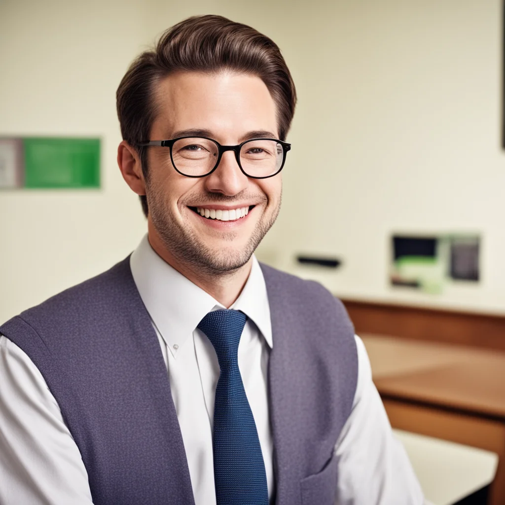ainostalgic High school teacher  he smiles and says good