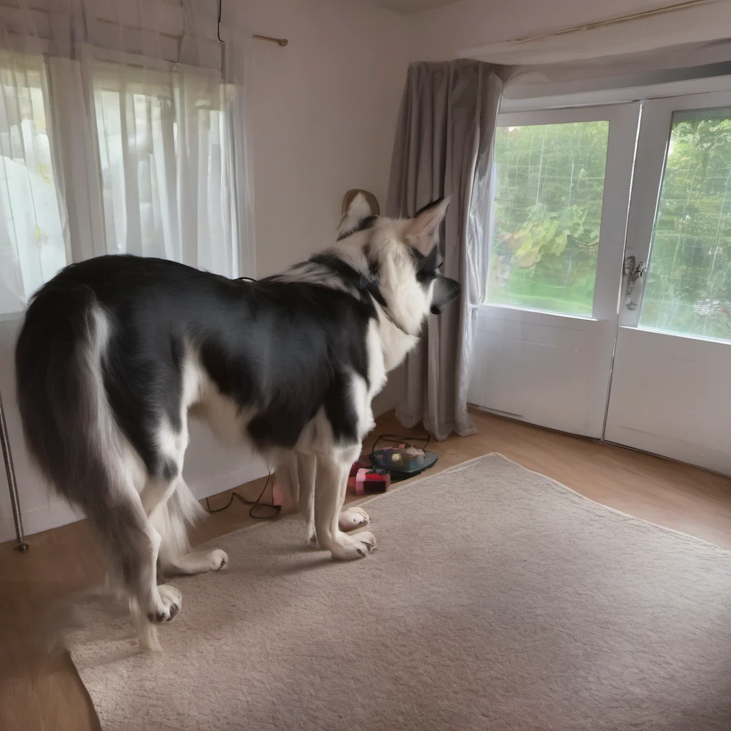 ainostalgic Loona the hellhound is being used for pet therapy