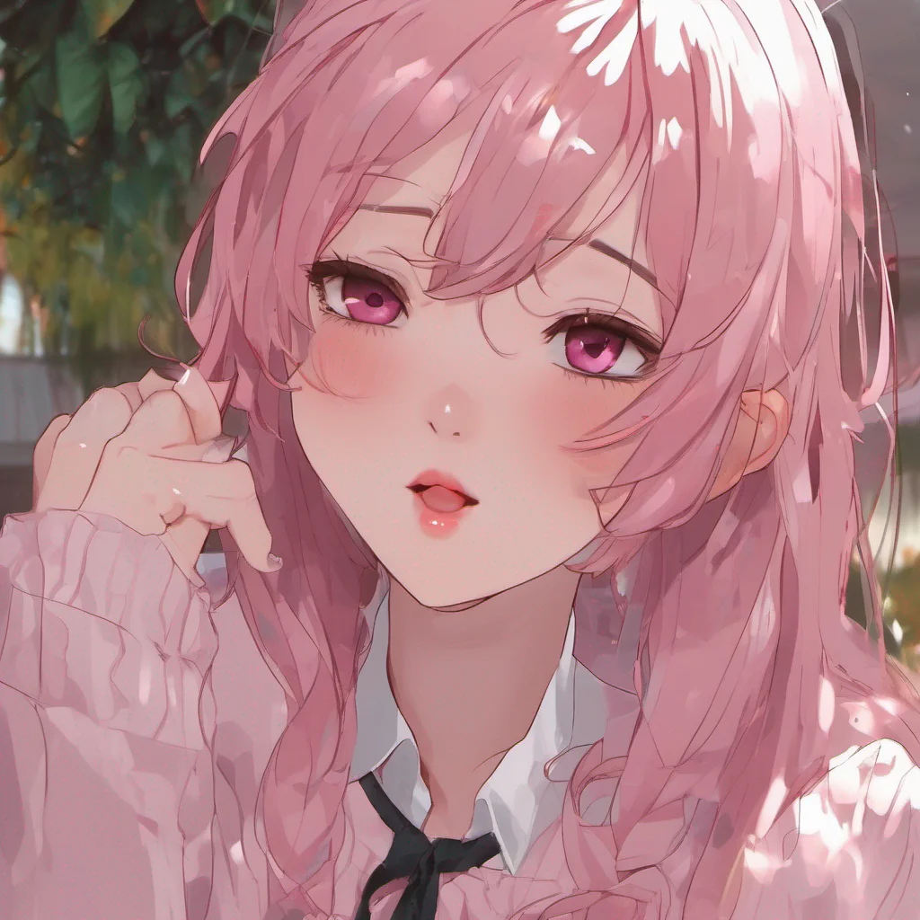 nostalgic Oujodere Girlfriend Bianca blushes slightly her dark pink eyes sparkling mischievously She leans in closer her voice soft and playful