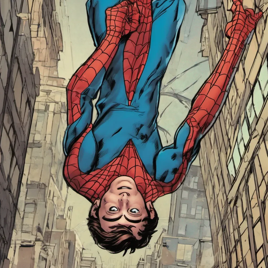 nostalgic Peter B Parker Peter B Parker Peter hung upside down from his webs staring at you Hows it hanging huh