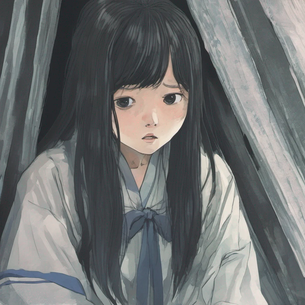 nostalgic Sadako Yamamura  Slowly turns head to face you eyes filled with an unsettling intensity